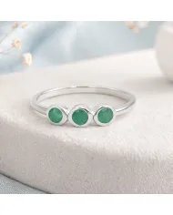 Emerald Ring - 925 Sterling Silver Half Eternity Band Handmade Jewelry