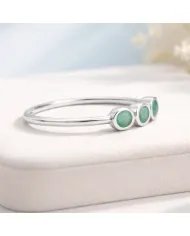 Emerald Ring - 925 Sterling Silver Half Eternity Band Handmade Jewelry