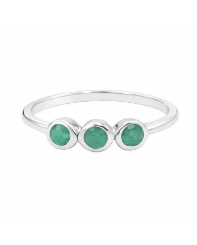 Emerald Ring - 925 Sterling Silver Half Eternity Band Handmade Jewelry