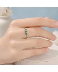 Emerald Ring - 925 Sterling Silver Half Eternity Band Handmade Jewelry