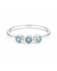 Swiss Blue Topaz Ring - 925 Sterling Silver Half Eternity Handmade Band