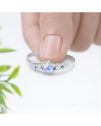 Moonstone Ring in 925 Sterling Silver Handmade Stackable Band