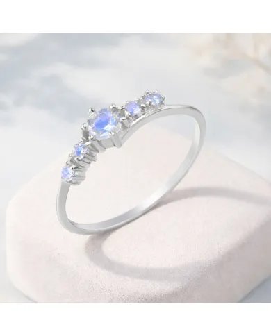 Moonstone Ring in 925 Sterling Silver Handmade Stackable Band