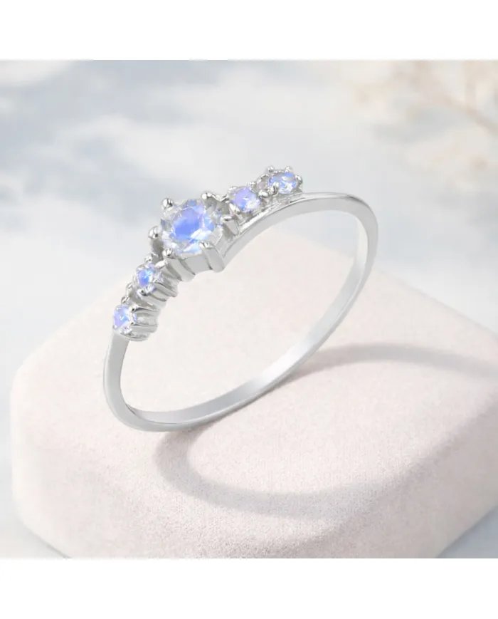 Moonstone Ring in 925 Sterling Silver Handmade Stackable Band