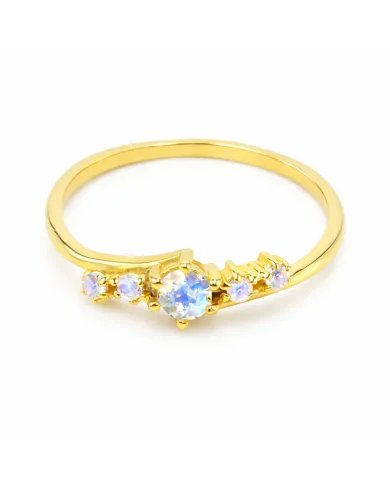 Moonstone Ring - Gold-Plated 925 Silver Handmade Stackable Band