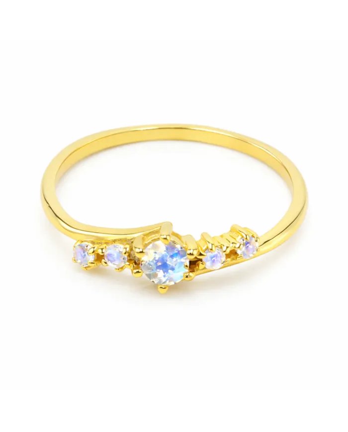 Moonstone Ring - Gold-Plated 925 Silver Handmade Stackable Band