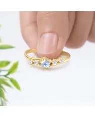 Moonstone Ring - Gold-Plated 925 Silver Handmade Stackable Band