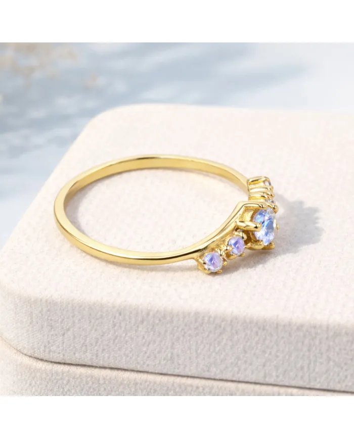 Moonstone Ring - Gold-Plated 925 Silver Handmade Stackable Band