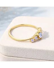 Moonstone Ring - Gold-Plated 925 Silver Handmade Stackable Band