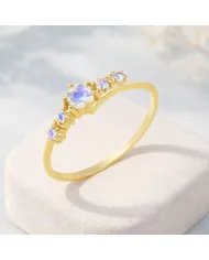 Moonstone Ring - Gold-Plated 925 Silver Handmade Stackable Band