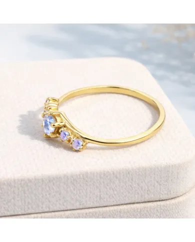 Moonstone Ring - Gold-Plated 925 Silver Handmade Stackable Band