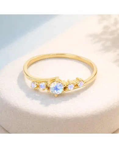 Moonstone Ring - Gold-Plated 925 Silver Handmade Stackable Band