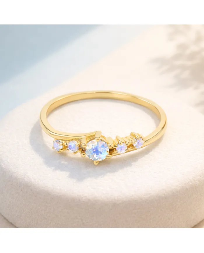 Moonstone Ring - Gold-Plated 925 Silver Handmade Stackable Band