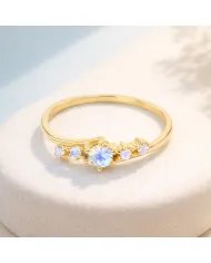 Moonstone Ring - Gold-Plated 925 Silver Handmade Stackable Band