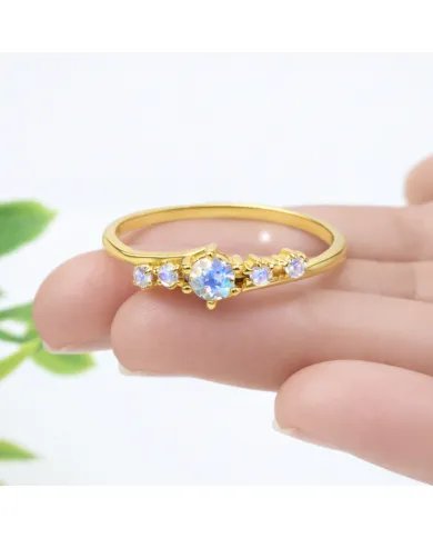 Moonstone Ring - Gold-Plated 925 Silver Handmade Stackable Band