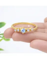 Moonstone Ring - Gold-Plated 925 Silver Handmade Stackable Band