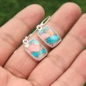 Pink Turquoise Earrings, Rectangle Earrings, Unique Earrings, Ear wire Earrings, Silver Earrings, Beautiful Earrings for Girls