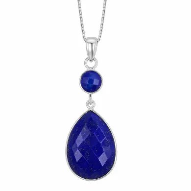 Lapis Lazuli Teardrop Pendant - 925 Silver Handmade Gemstone Jewelry