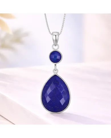 Lapis Lazuli Teardrop Pendant - 925 Silver Handmade Gemstone Jewelry