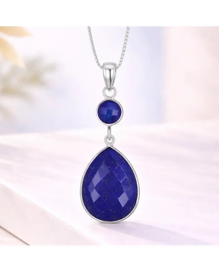 Lapis Lazuli Teardrop Pendant - 925 Silver Handmade Gemstone Jewelry