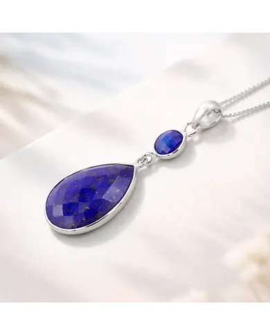 Lapis Lazuli Teardrop Pendant - 925 Silver Handmade Gemstone Jewelry