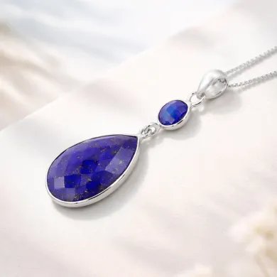 Lapis Lazuli Teardrop Pendant - 925 Silver Handmade Gemstone Jewelry