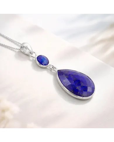 Lapis Lazuli Teardrop Pendant - 925 Silver Handmade Gemstone Jewelry