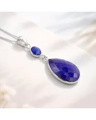 Lapis Lazuli Teardrop Pendant - 925 Silver Handmade Gemstone Jewelry