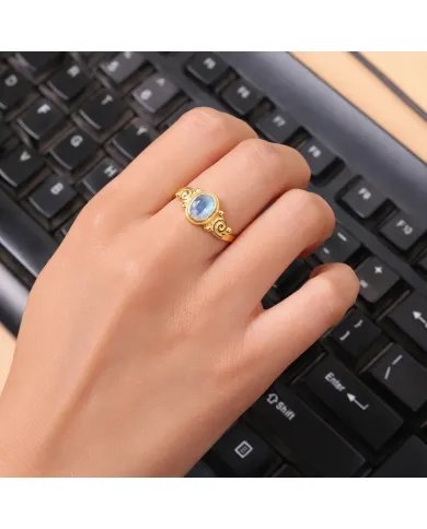 Moonstone Ring – Gold Plated 925 Sterling Silver Handmade Boho Jewelry