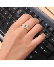 Moonstone Ring – Gold Plated 925 Sterling Silver Handmade Boho Jewelry