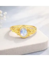 Moonstone Ring – Gold Plated 925 Sterling Silver Handmade Boho Jewelry