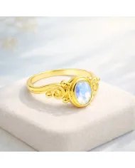 Moonstone Ring – Gold Plated 925 Sterling Silver Handmade Boho Jewelry