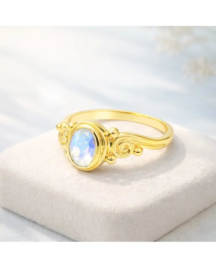 Moonstone Ring – Gold Plated 925 Sterling Silver Handmade Boho Jewelry
