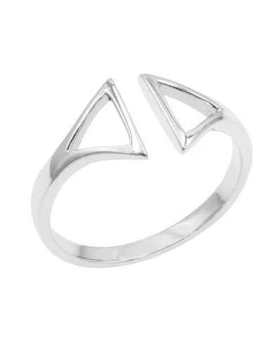 Double Triangle Open Band Ring – 925 Silver Minimalist Geometric