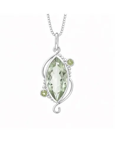 Green Amethyst & Peridot Pendant - 925 Sterling Silver Vintage Jewelry