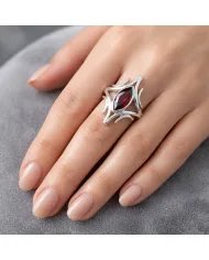 Garnet Gemstone Ring - 925 Sterling Silver Handmade Elegant Jewelry