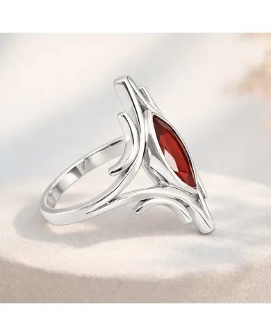 Garnet Gemstone Ring - 925 Sterling Silver Handmade Elegant Jewelry