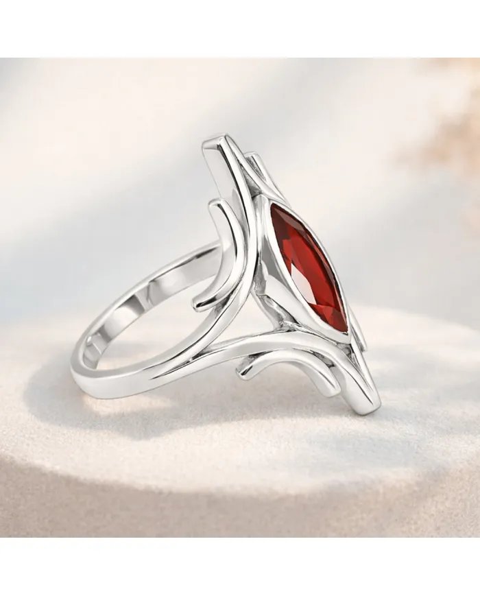 Garnet Gemstone Ring - 925 Sterling Silver Handmade Elegant Jewelry