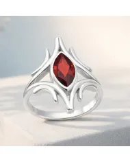 Garnet Gemstone Ring - 925 Sterling Silver Handmade Elegant Jewelry