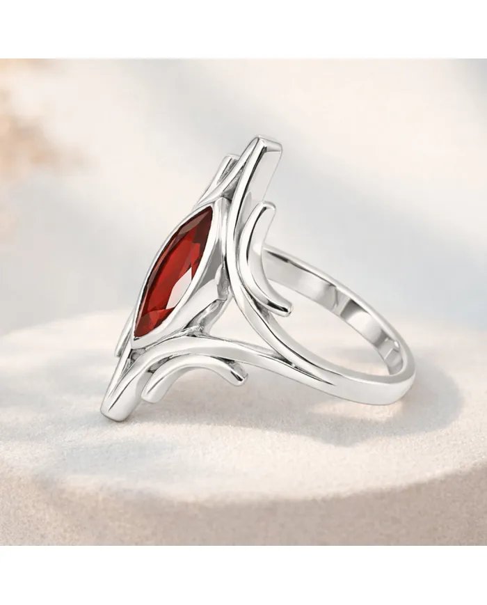 Garnet Gemstone Ring - 925 Sterling Silver Handmade Elegant Jewelry