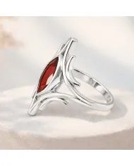 Garnet Gemstone Ring - 925 Sterling Silver Handmade Elegant Jewelry
