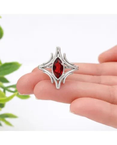 Garnet Gemstone Ring - 925 Sterling Silver Handmade Elegant Jewelry
