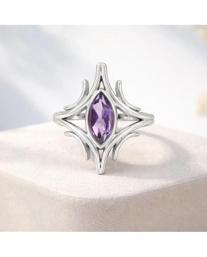 Amethyst Gemstone Ring – 925 Sterling Silver Handmade Elegant Jewelry