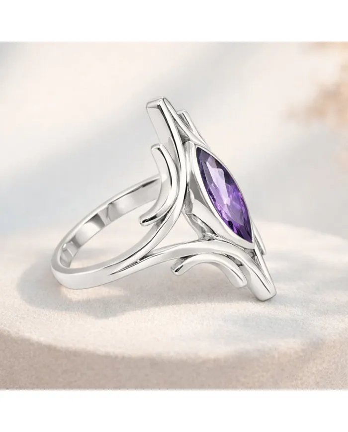 Amethyst Gemstone Ring – 925 Sterling Silver Handmade Elegant Jewelry