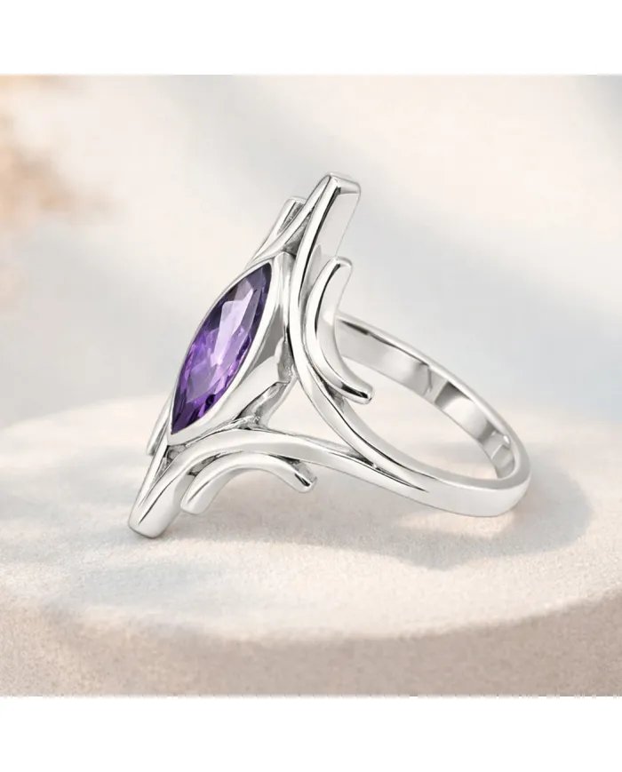 Amethyst Gemstone Ring – 925 Sterling Silver Handmade Elegant Jewelry