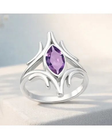 Amethyst Gemstone Ring – 925 Sterling Silver Handmade Elegant Jewelry