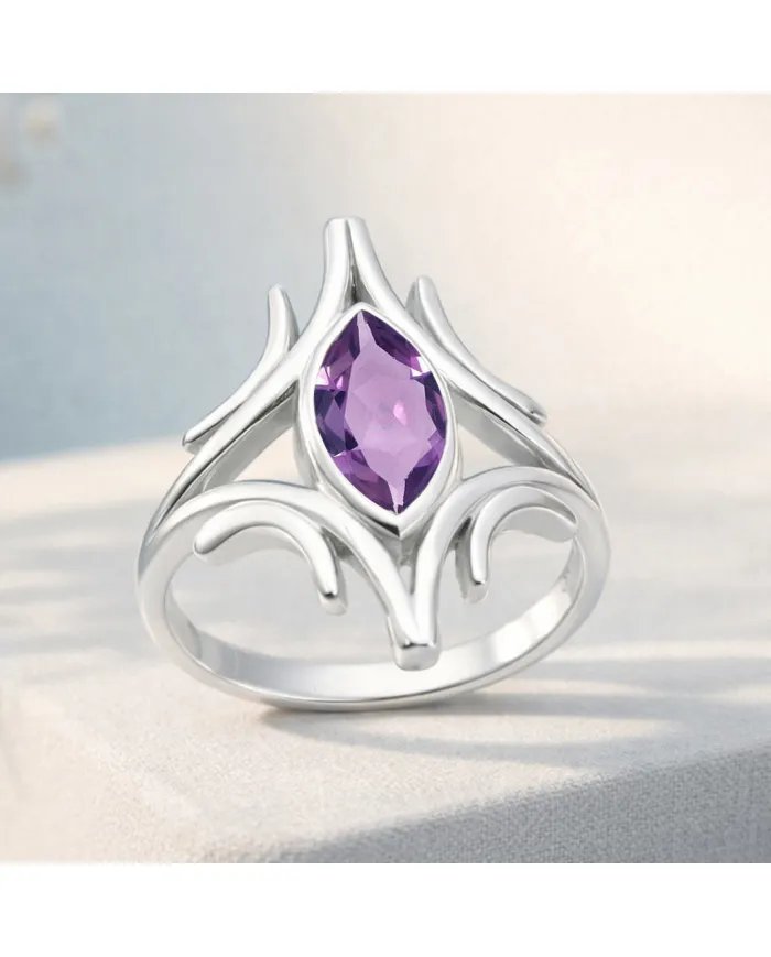 Amethyst Gemstone Ring – 925 Sterling Silver Handmade Elegant Jewelry