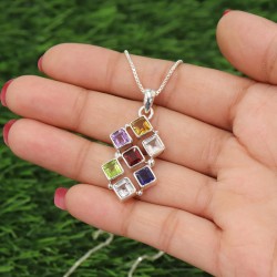 7 Chakra Pendant, 925 Silver Necklace, Yoga Meditation Necklaces, Healing Crystal Necklace, Natural Gemstones Pendant For Her