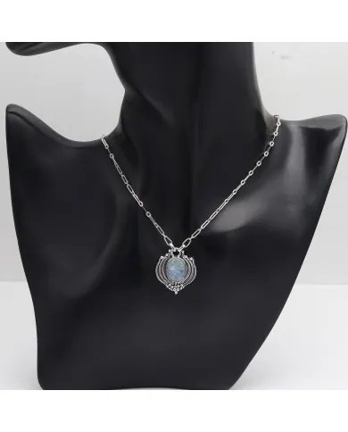 Raw Moonstone Pendant in 925 Sterling Silver – Handmade Boho Jewelry