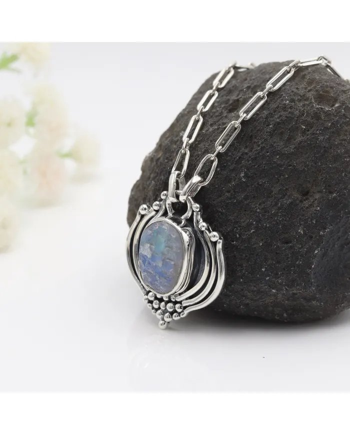Raw Moonstone Pendant in 925 Sterling Silver – Handmade Boho Jewelry